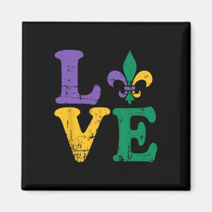 Mardi Gras Love Fleur De Lis Magnet