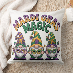 Mardi Gras Magic Gnomes Cushion