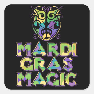 Mardi Gras Magic Mask Square Sticker