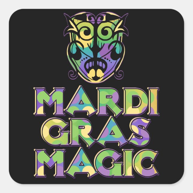 Mardi Gras Magic Mask Square Sticker (Front)
