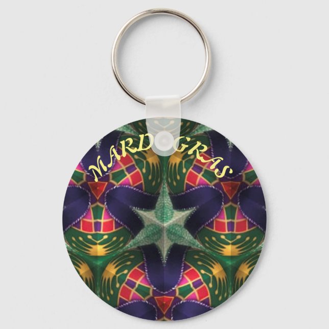Mardi Gras, Mandala Pattern Colourful Key Ring (Front)