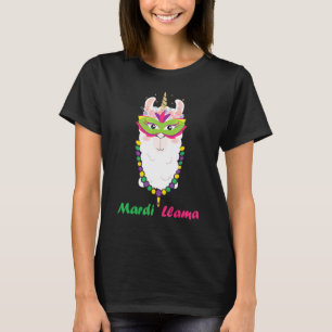Mardi Gras Mardi Llama Funny Cute Llama Alpaca Ess T-Shirt