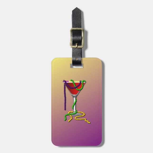 Mardi Gras Martini Luggage Tag (Front Vertical)