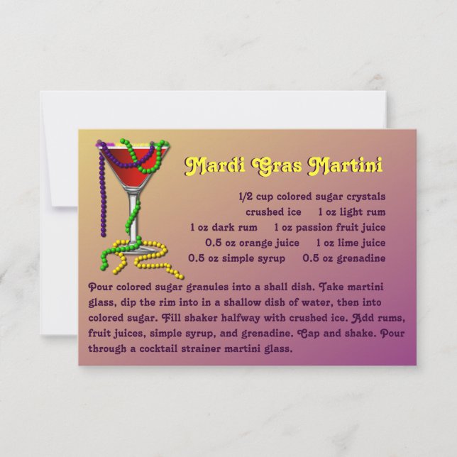 Mardi Gras Martini Recipe Card (Front)