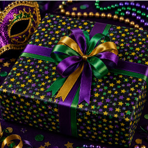 Mardi Gras Mask 21st Birthday Party Wrapping Paper