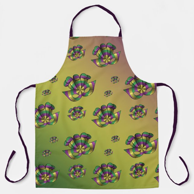 Mardi Gras Mask All-Over Print Apron (Front)