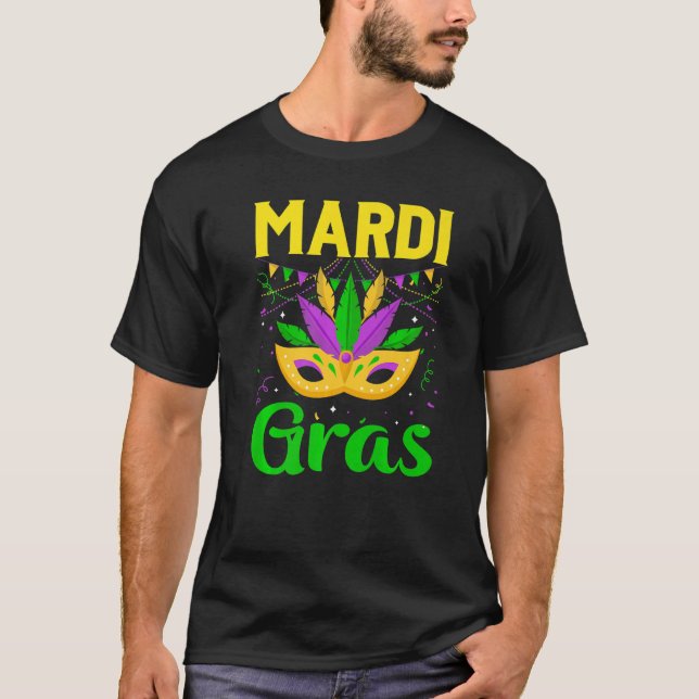 Mardi Gras Mask Beads Carnival Costume New Orleans T-Shirt (Front)