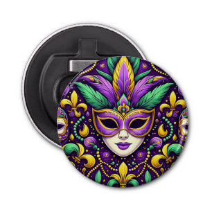 Mardi Gras mask/beads/fleur de lis Bottle Opener