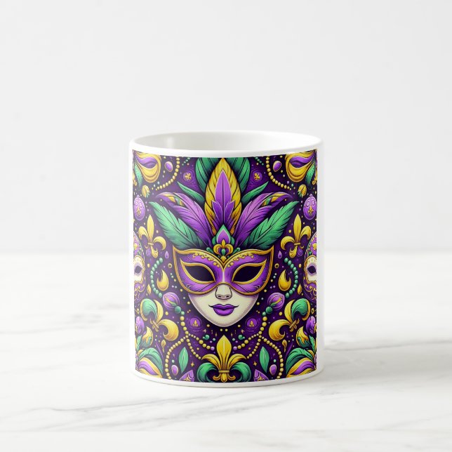 Mardi Gras mask/beads/fleur de lis Coffee Mug (Center)