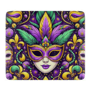 Mardi Gras mask/beads/fleur de lis Cutting Board