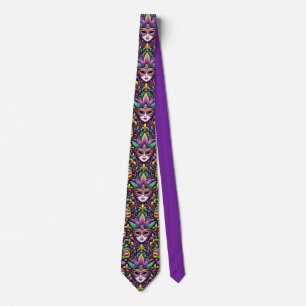 Mardi Gras mask/beads/fleur de lis Tie