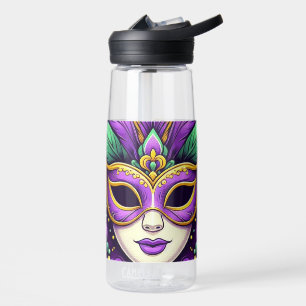 Mardi Gras mask/beads/fleur de lis Water Bottle