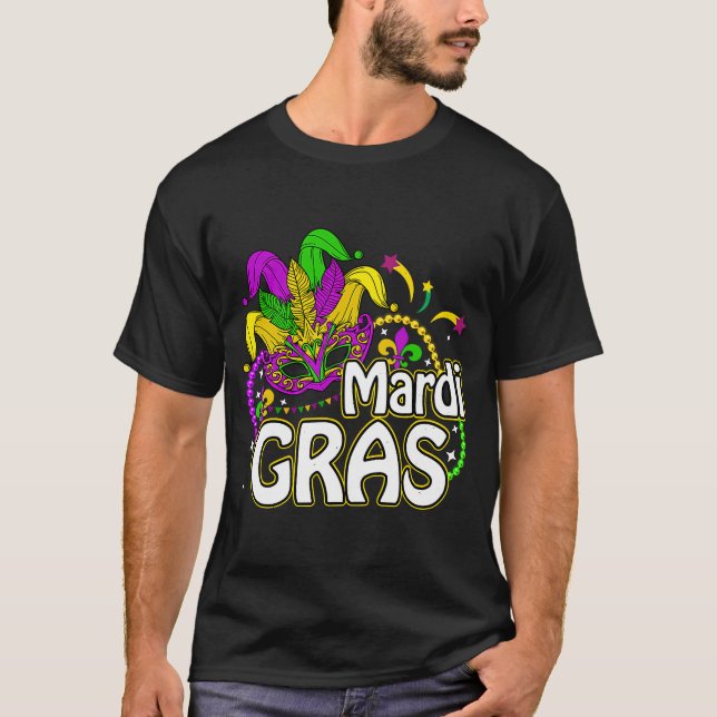 Mardi Gras Mask Beads New Orleans Festival Party M T-Shirt (Front)