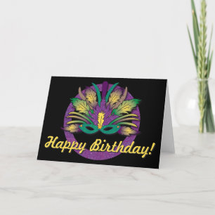 Mardi Gras Mask Birthday - English Card