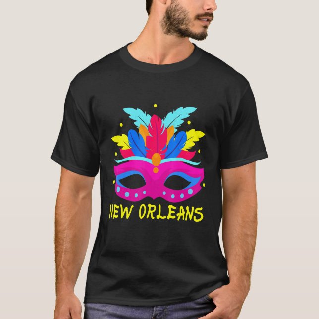 Mardi Gras Mask Carnival Parade New Orleans Festiv T-Shirt (Front)
