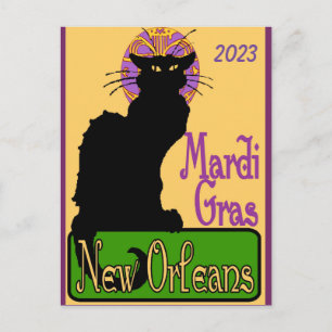 Mardi Gras Mask Chat Noir, add text Postcard