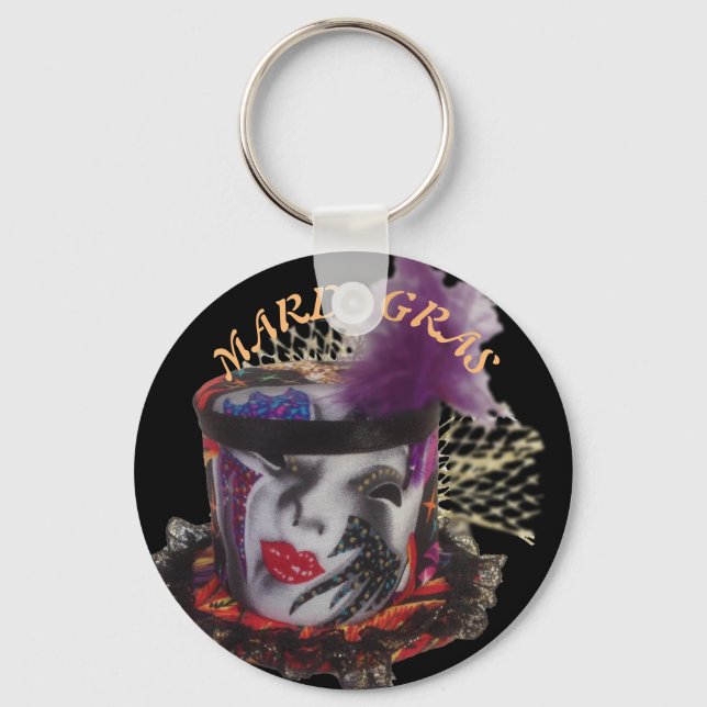 Mardi Gras Mask Colourful Key Ring (Front)