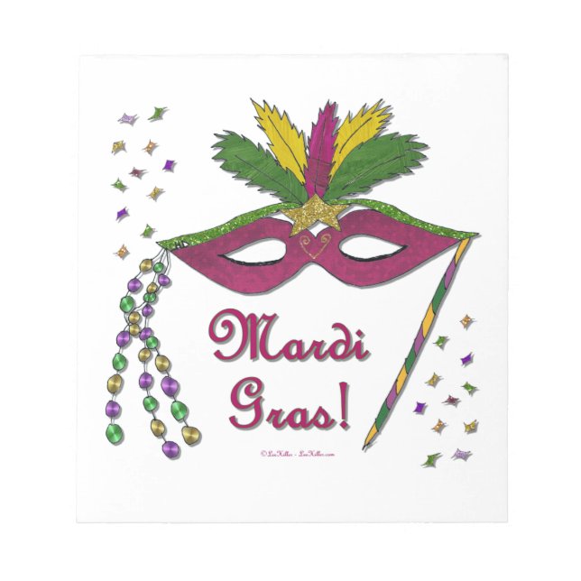 Mardi Gras Mask Feather Beads Notepad (Front)