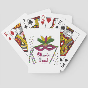 Mardi Gras Mask Feather Beads Playing Cards