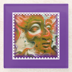 Mardi Gras Mask Glass Coaster