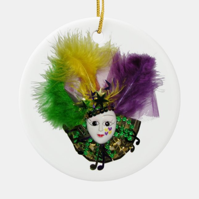 Mardi Gras Mask Gold Ceramic Ornament (Front)