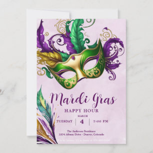 Mardi Gras Mask  Invitation