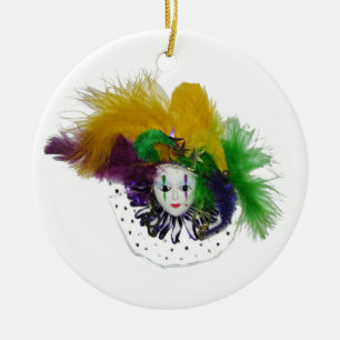 Mardi Gras Mask Jester Ceramic Tree Decoration
