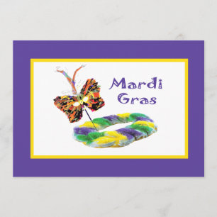 Mardi Gras Mask & Kingcake Party Invitation