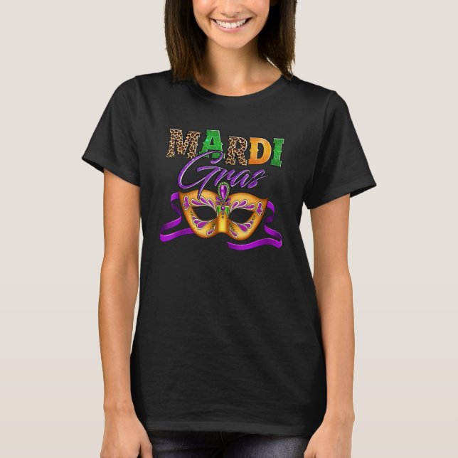 Mardi Gras Mask Leopard Costume Shirt Carnaval Par (Front)
