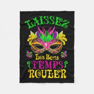 Mardi Gras Mask Let The Good Times Roll Fleur De L Fleece Blanket