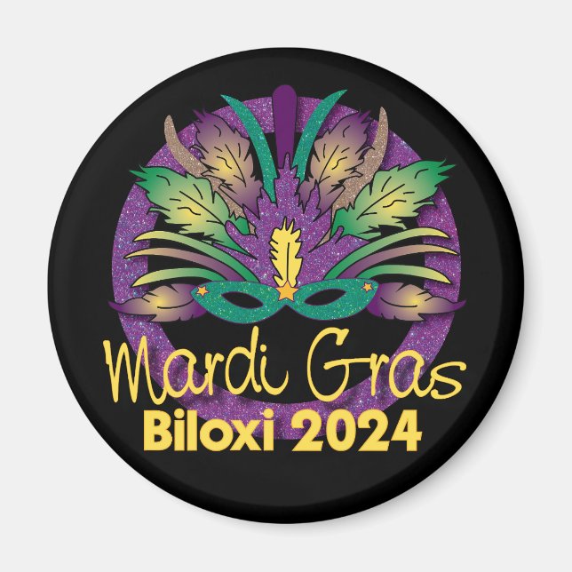 Mardi Gras Mask Magnet - 2024 - Biloxi, MS (Front)