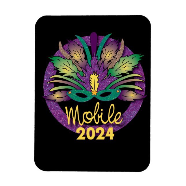 Mardi Gras Mask Magnet - 2024 - Mobile (Vertical)