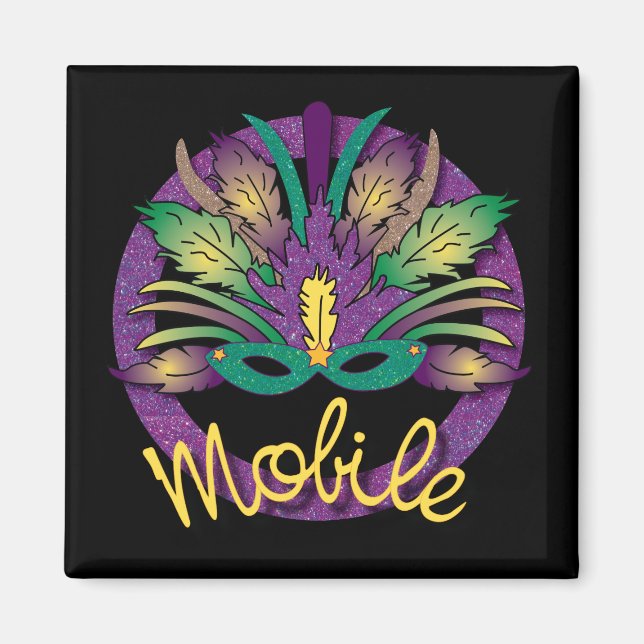 Mardi Gras Mask Magnet - Mobile, AL (Front)