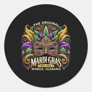 Mardi Gras Mask Mardi Gras Carnival Celebration  Classic Round Sticker