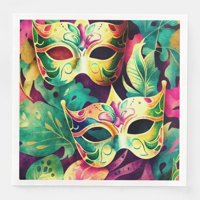 Mardi Gras Mask Paper Dinner Napkins (Front)