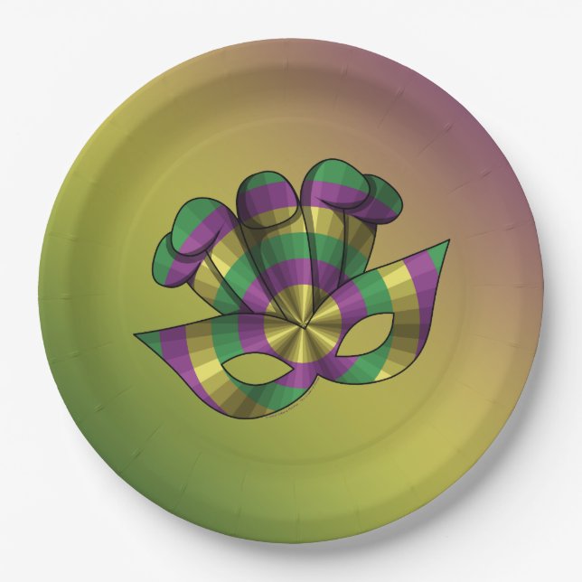 Mardi Gras Mask Paper Plate (Front)
