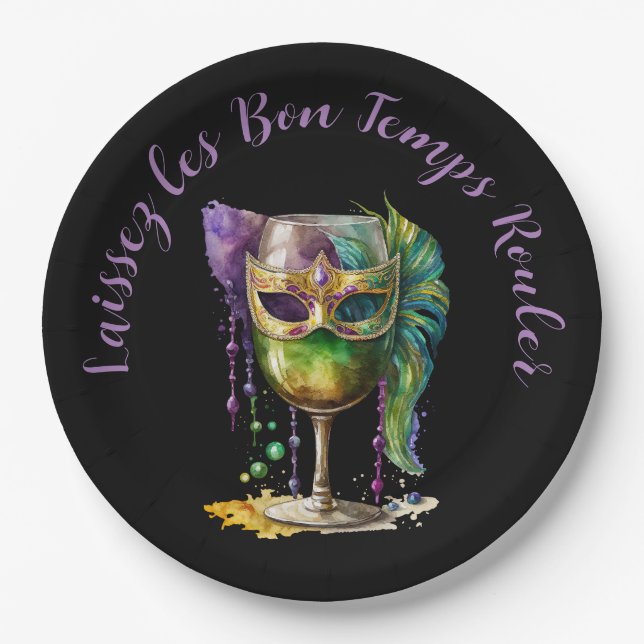 Mardi Gras Mask  Paper Plate (Front)