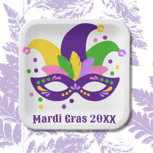 Mardi Gras Mask Paper Plate
