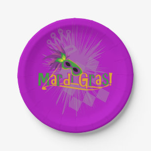 Mardi Gras Mask Paper Plate