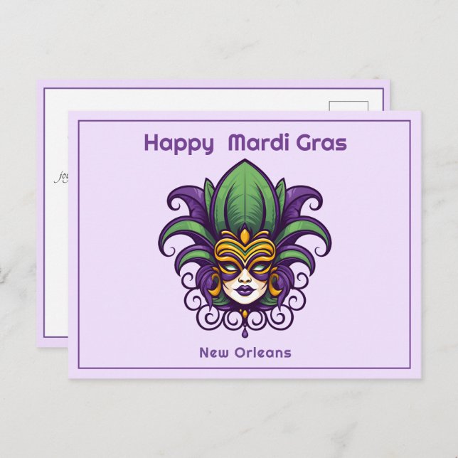 💚💜💛 Mardi Gras Mask Postcard (Front/Back)