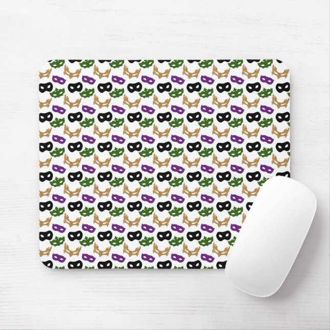 Mardi Gras Mask Purple Green Faux Gold Black Mouse Pad (With Mouse)