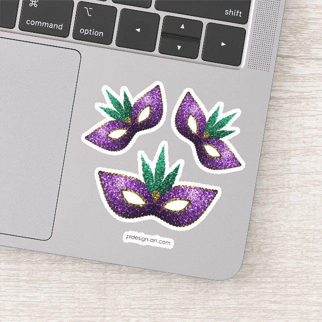 Mardi Gras Mask Purple Green Gold Sparkles (Detail)