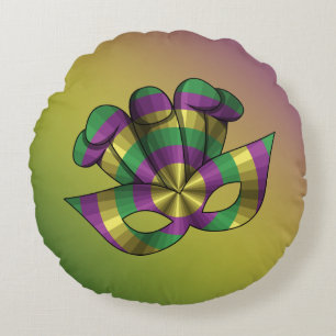 Mardi Gras Mask Round Pillow
