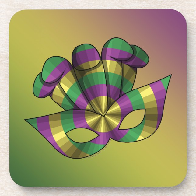 Mardi Gras Mask Square Coaster (Front)