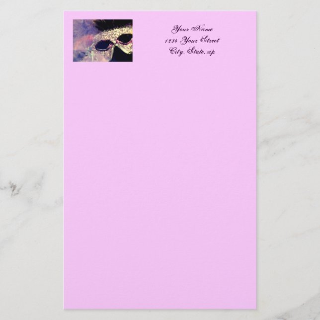 Mardi Gras Mask stationery (Front)