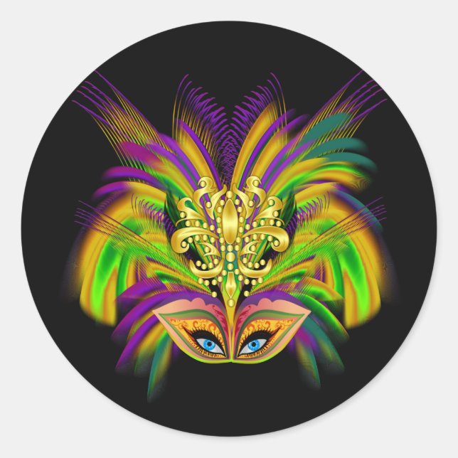 Mardi-Gras-Mask-The-Queen-V-2 Classic Round Sticker (Front)