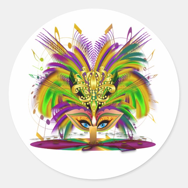 Mardi-Gras-Mask-The-Queen-V-4 Classic Round Sticker (Front)