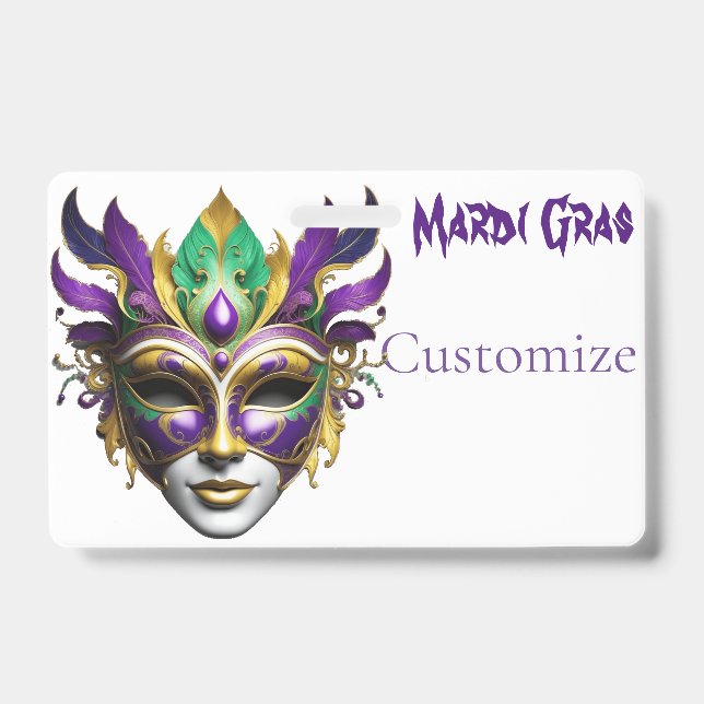 Mardi Gras Mask Thunder_Cove ID Badge (Front)
