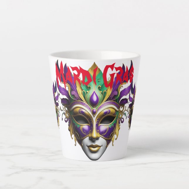 Mardi Gras Mask Thunder_Cove Latte Mug (Front)