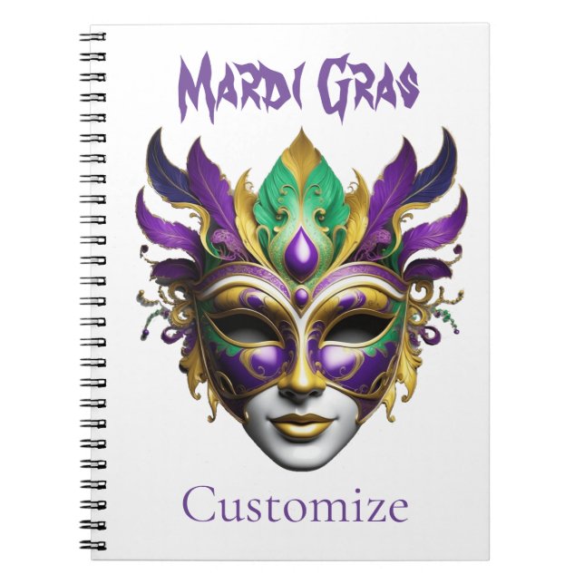 Mardi Gras Mask Thunder_Cove Notebook (Front)
